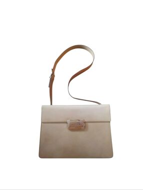 Prada Beige Patent Leather Shoulder Bag